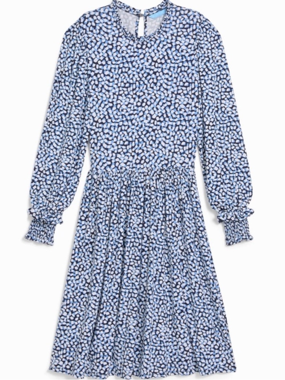 Draper James Blue & White Floral Long-Sleeve Fit-and-Flare Women’s Dress Size 1X